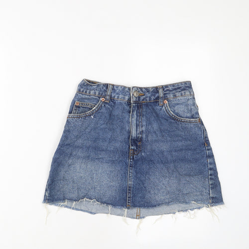Topshp Womens Blue Cotton A-Line Skirt Size 24 in Button