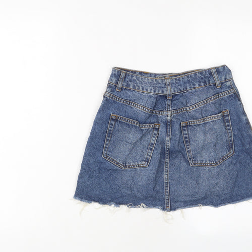 Topshp Womens Blue Cotton A-Line Skirt Size 24 in Button