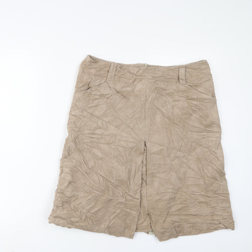 Principles Womens Beige Cotton A-Line Skirt Size 14 Zip - Pleated