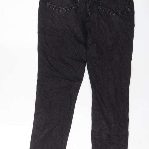 Zara Womens Black Cotton Tapered Jeans Size 8 L28 in Regular Zip