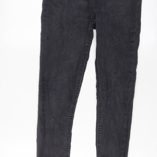 Miss Selfridge Womens Grey Cotton Skinny Jeans Size 10 L26 in Regular Zip
