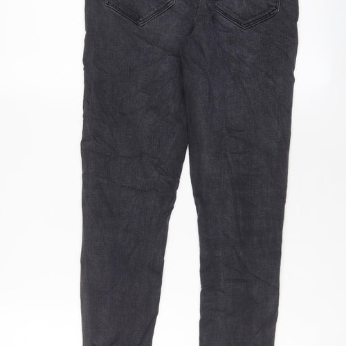 Miss Selfridge Womens Grey Cotton Skinny Jeans Size 10 L26 in Regular Zip