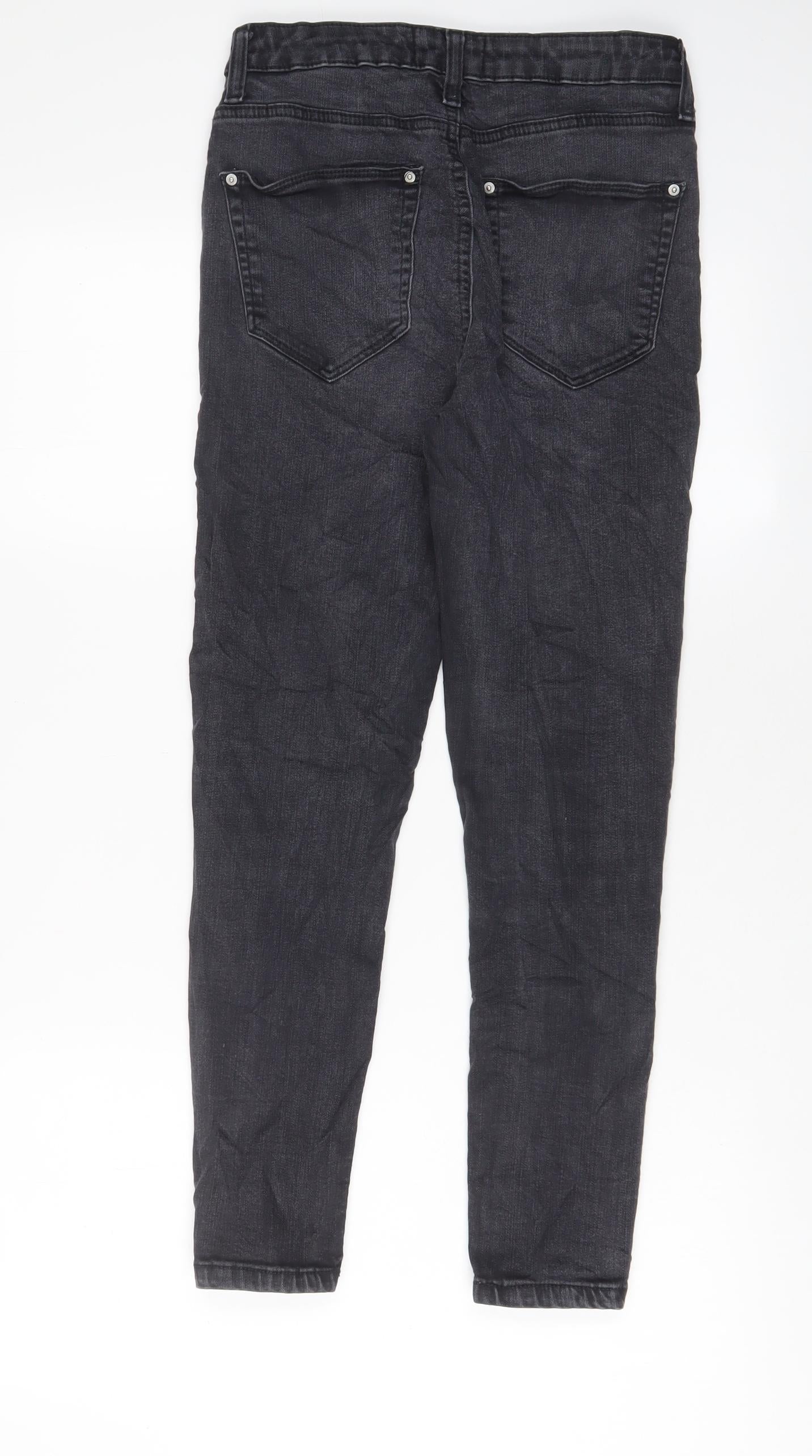 Miss Selfridge Womens Grey Cotton Skinny Jeans Size 10 L26 in Regular Zip