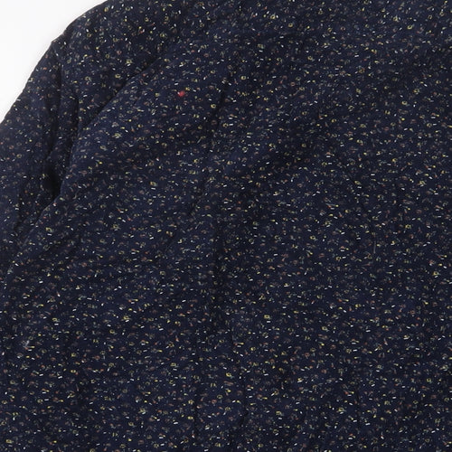 Oxford Lads Mens Blue Geometric Cotton Button-Up Size M Collared Button