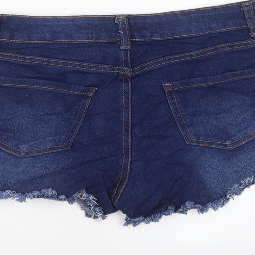 Denim & Co. Womens Blue Cotton Basic Shorts Size 8 L3 in Regular Zip