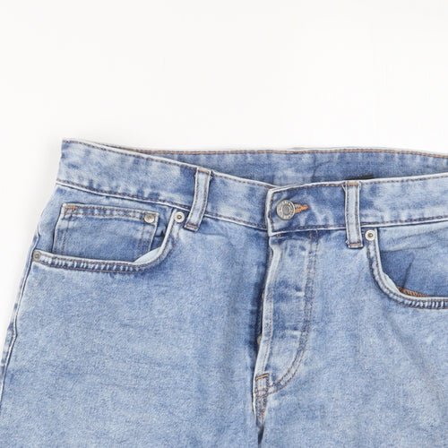 H&M Mens Blue Cotton Bermuda Shorts Size 30 in L8 in Slim Button