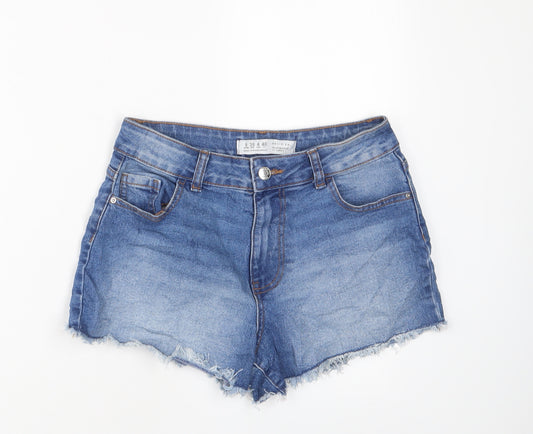 Denim & Co. Womens Blue Cotton Basic Shorts Size 8 L3 in Regular Zip