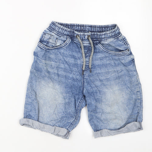 TU Boys Blue Cotton Bermuda Shorts Size 9 Years L7 in Regular Drawstring
