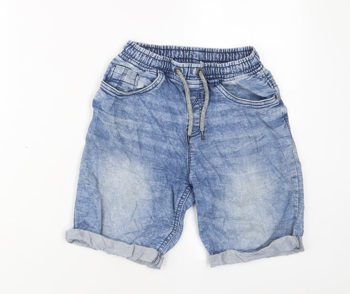 TU Boys Blue Cotton Bermuda Shorts Size 9 Years L7 in Regular Drawstring