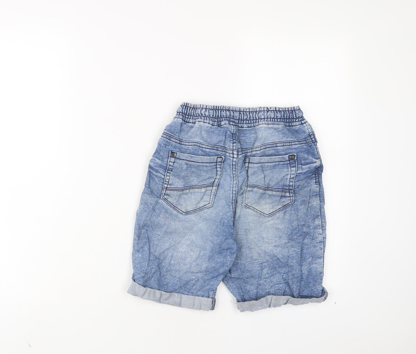 TU Boys Blue Cotton Bermuda Shorts Size 9 Years L7 in Regular Drawstring