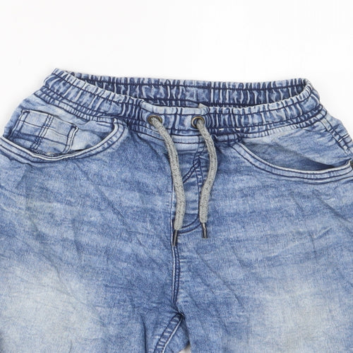 TU Boys Blue Cotton Bermuda Shorts Size 9 Years L7 in Regular Drawstring
