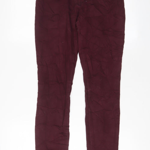 H&M Womens Red Cotton Skinny Jeans Size 10 L31 in Regular Zip