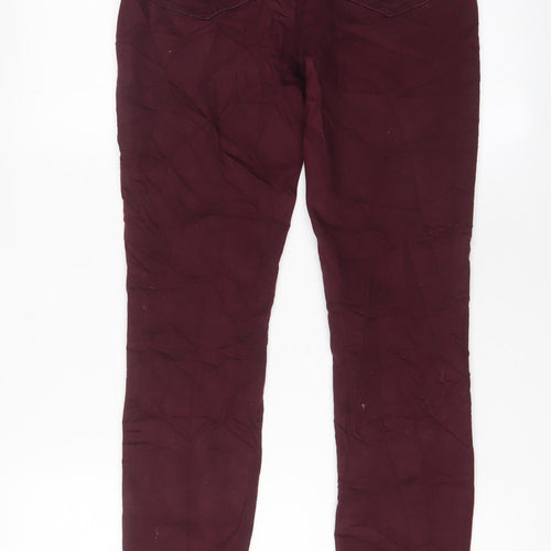 H&M Womens Red Cotton Skinny Jeans Size 10 L31 in Regular Zip