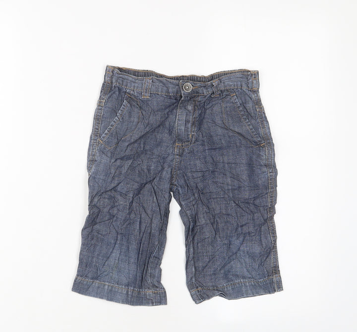 NEXT Boys Blue Cotton Bermuda Shorts Size 5 Years L8 in Regular Zip - Adjustable waist