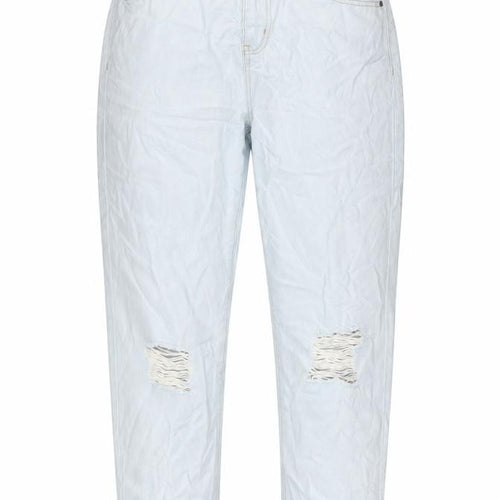 Boohoo Womens Blue Cotton Straight Jeans Size 10 L26 in Regular Zip