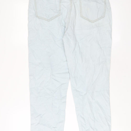 Boohoo Womens Blue Cotton Straight Jeans Size 10 L26 in Regular Zip
