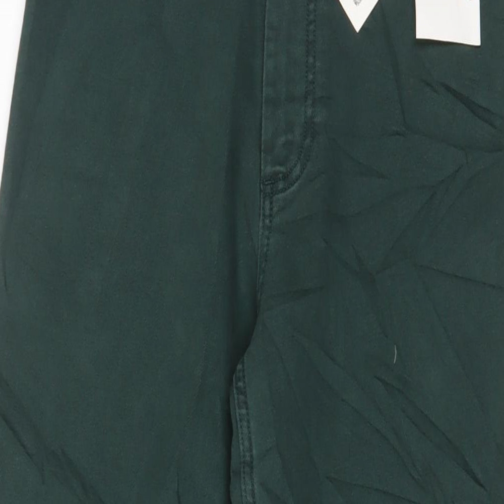 Zara Womens Green Cotton Wide-Leg Jeans Size 10 L30 in Regular Zip