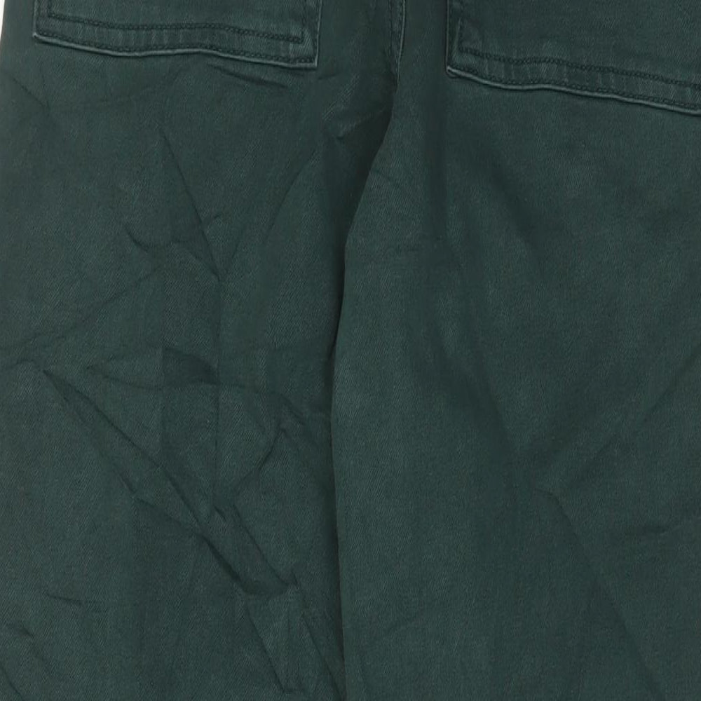 Zara Womens Green Cotton Wide-Leg Jeans Size 10 L30 in Regular Zip