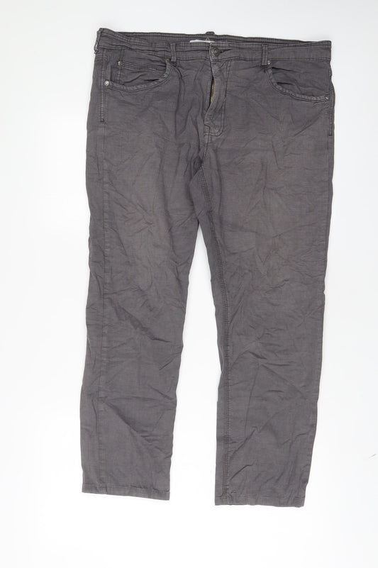 RJR.John Rocha Mens Brown Cotton Trousers Size 38 in L30 in Regular Zip - Short Leg