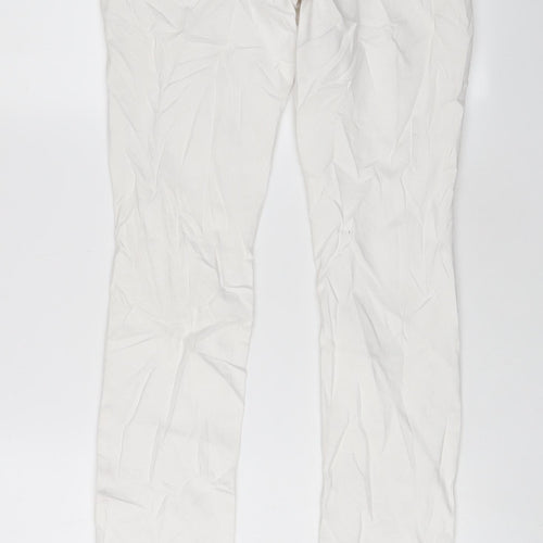 THE WHITE COMPANY Womens White Cotton Skinny Jeans Size 10 L31 in Regular Zip