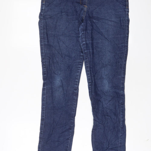 M&Co Womens Blue Cotton Straight Jeans Size 10 L30 in Regular Zip