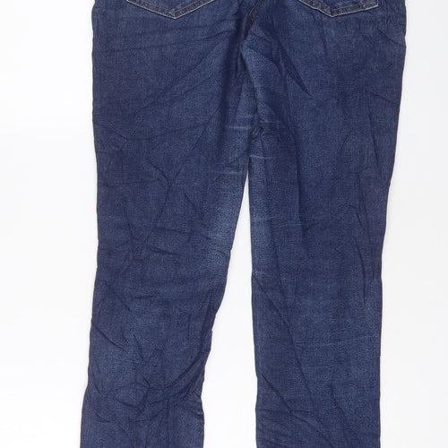 M&Co Womens Blue Cotton Straight Jeans Size 10 L30 in Regular Zip