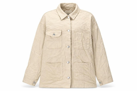 Front view of Monki women’s beige jacket, size S, button