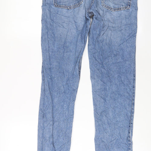 H&M Womens Blue Cotton Straight Jeans Size 8 L30 in Regular Button