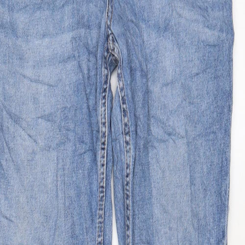 H&M Womens Blue Cotton Straight Jeans Size 8 L30 in Regular Button