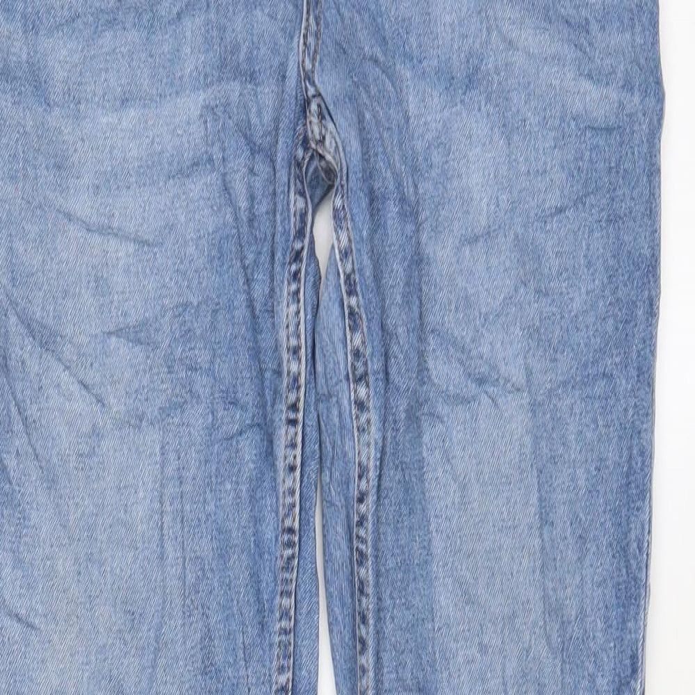 H&M Womens Blue Cotton Straight Jeans Size 8 L30 in Regular Button