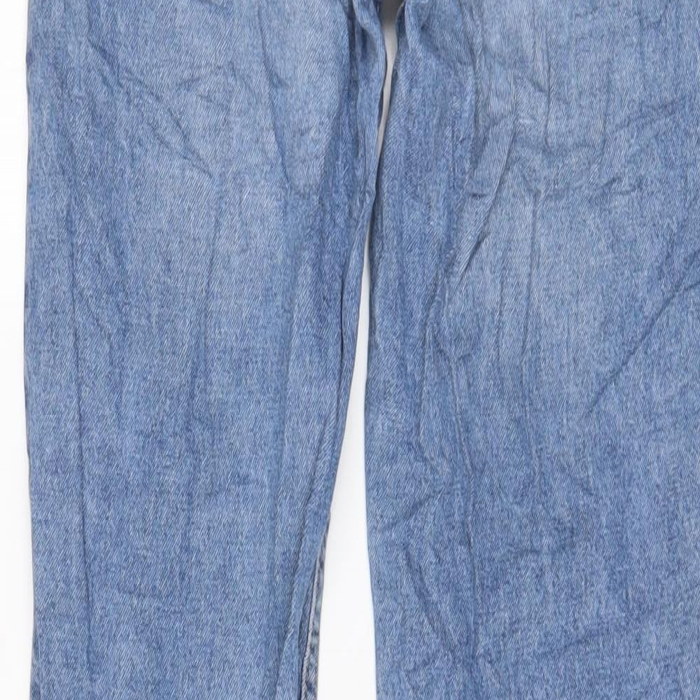 H&M Womens Blue Cotton Straight Jeans Size 8 L30 in Regular Button