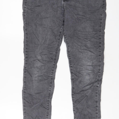 Indigo Womens Grey Cotton Skinny Jeans Size 14 L28 in Regular Zip