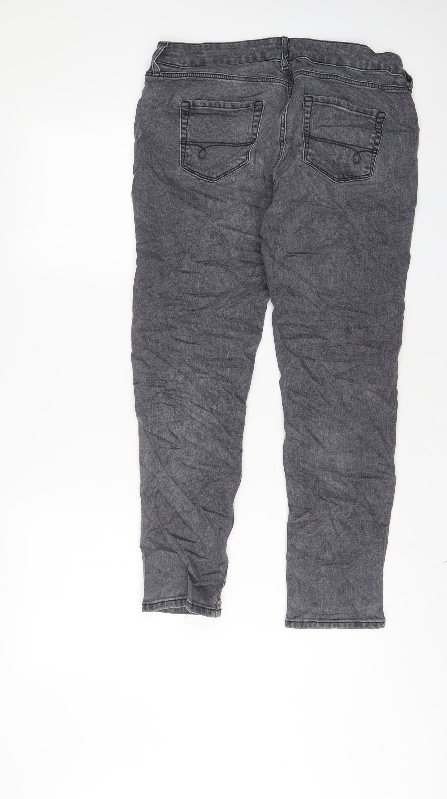 Indigo Womens Grey Cotton Skinny Jeans Size 14 L28 in Regular Zip