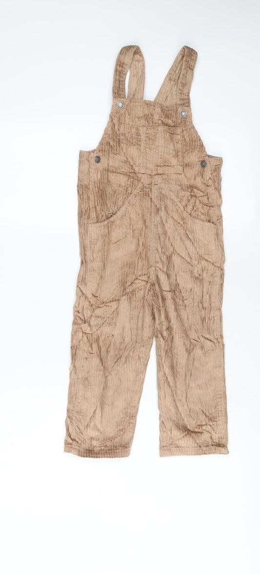 George Girls Brown Cotton Dungaree One-Piece Size 4-5 Years Button