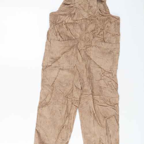 George Girls Brown Cotton Dungaree One-Piece Size 4-5 Years Button