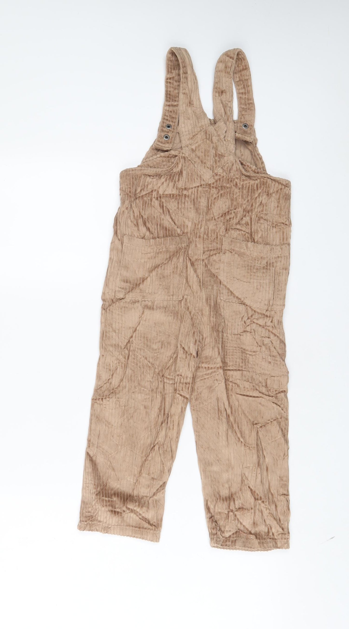 George Girls Brown Cotton Dungaree One-Piece Size 4-5 Years Button