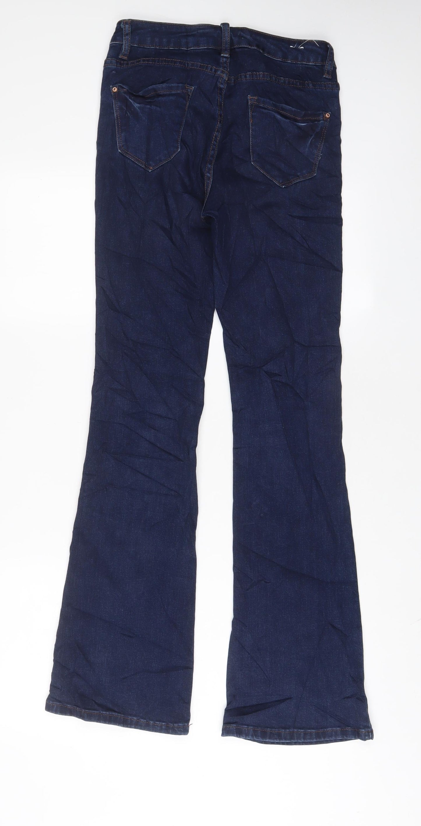 New Look Womens Blue Cotton Flared Jeans Size 8 L32 in Regular Zip