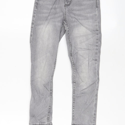 Denim & Co. Boys Grey Cotton Skinny Jeans Size 5-6 Years Regular Zip - Adjustable waist