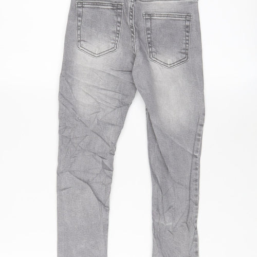 Denim & Co. Boys Grey Cotton Skinny Jeans Size 5-6 Years Regular Zip - Adjustable waist