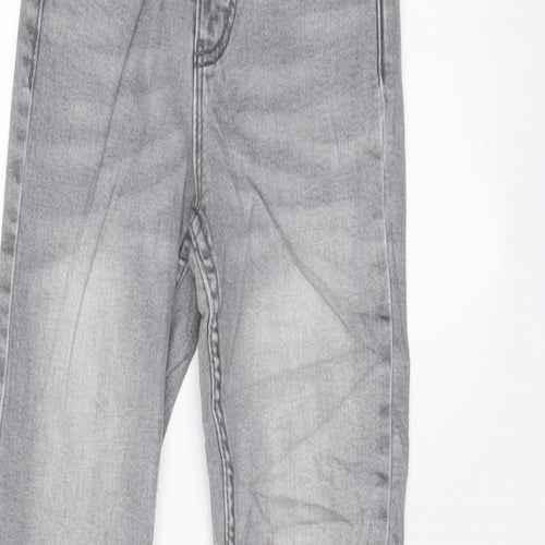 Denim & Co. Boys Grey Cotton Skinny Jeans Size 5-6 Years Regular Zip - Adjustable waist