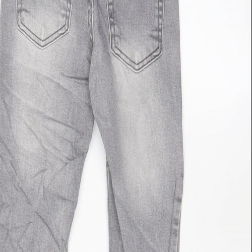 Denim & Co. Boys Grey Cotton Skinny Jeans Size 5-6 Years Regular Zip - Adjustable waist