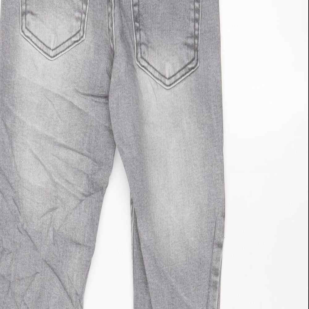 Denim & Co. Boys Grey Cotton Skinny Jeans Size 5-6 Years Regular Zip - Adjustable waist
