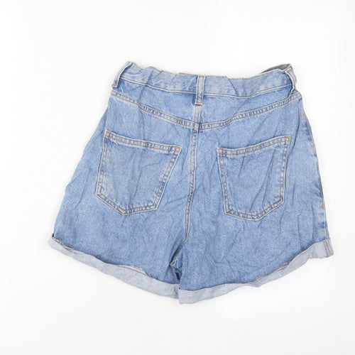 Topshop Womens Blue Cotton Basic Shorts Size 8 L3 in Regular Zip