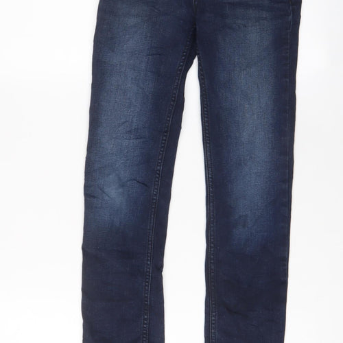 TU Girls Blue Cotton Straight Jeans Size 10 Years L24 in Regular Zip - Adjustable waist