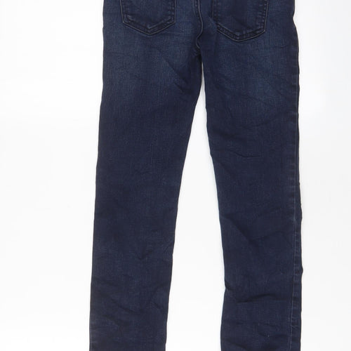 TU Girls Blue Cotton Straight Jeans Size 10 Years L24 in Regular Zip - Adjustable waist