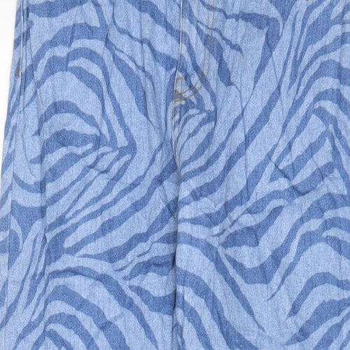 Mango Womens Blue Animal Print Cotton Straight Jeans Size 10 L26 in Regular Zip