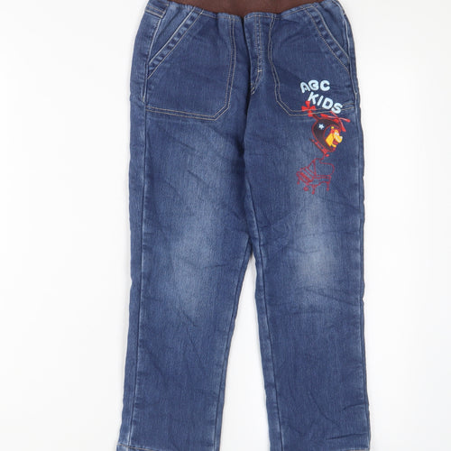 ABC Girls Blue Cotton Straight Jeans Size 7 Years Regular Drawstring