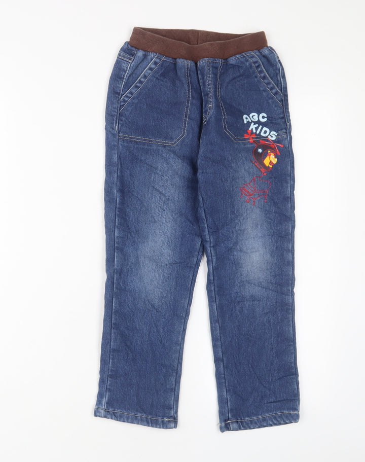 ABC Girls Blue Cotton Straight Jeans Size 7 Years Regular Drawstring