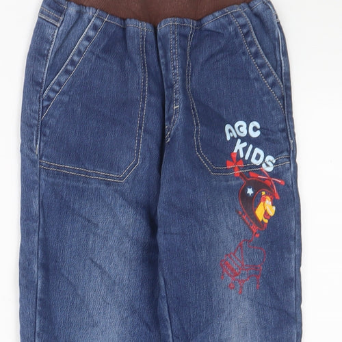 ABC Girls Blue Cotton Straight Jeans Size 7 Years Regular Drawstring