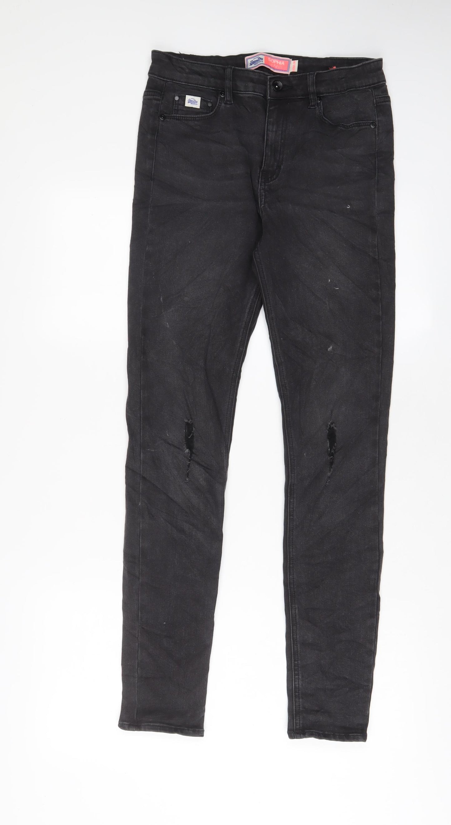 Superdry Womens Grey Cotton Skinny Jeans Size 28 in L30 in Regular Zip